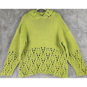 525 Made In America Sweater Womens One Size Green Hooded Long Sleeve 90s Vintage